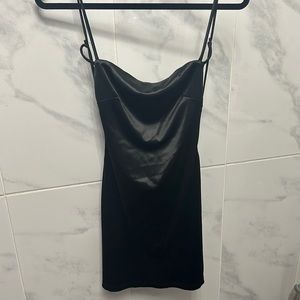 Black satin backless dress